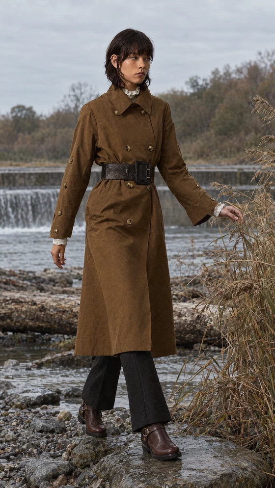 The same trench coat with the belt changed to black